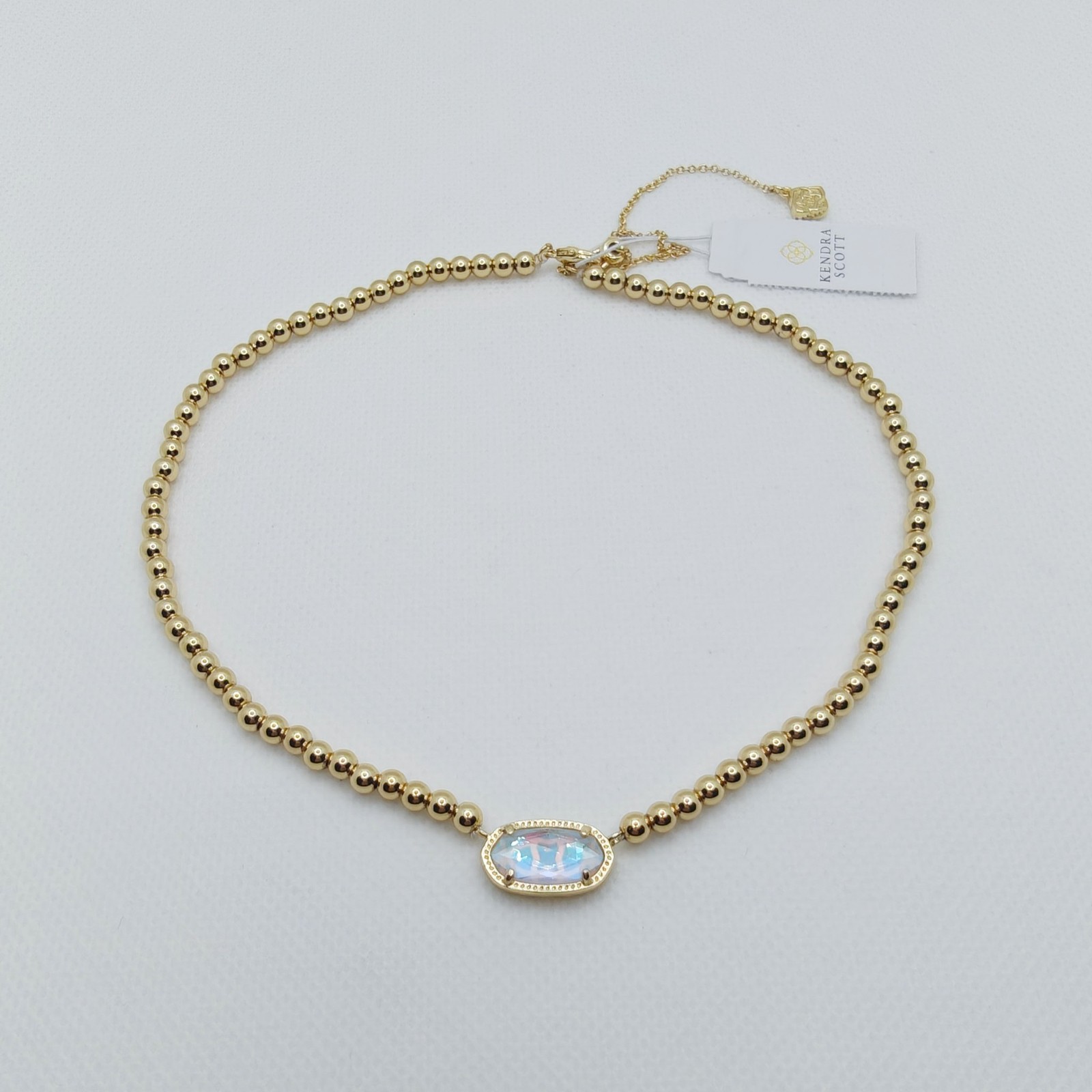 Kendra Scott Elisa Gold Beaded Short Necklace in Dichroic Glass