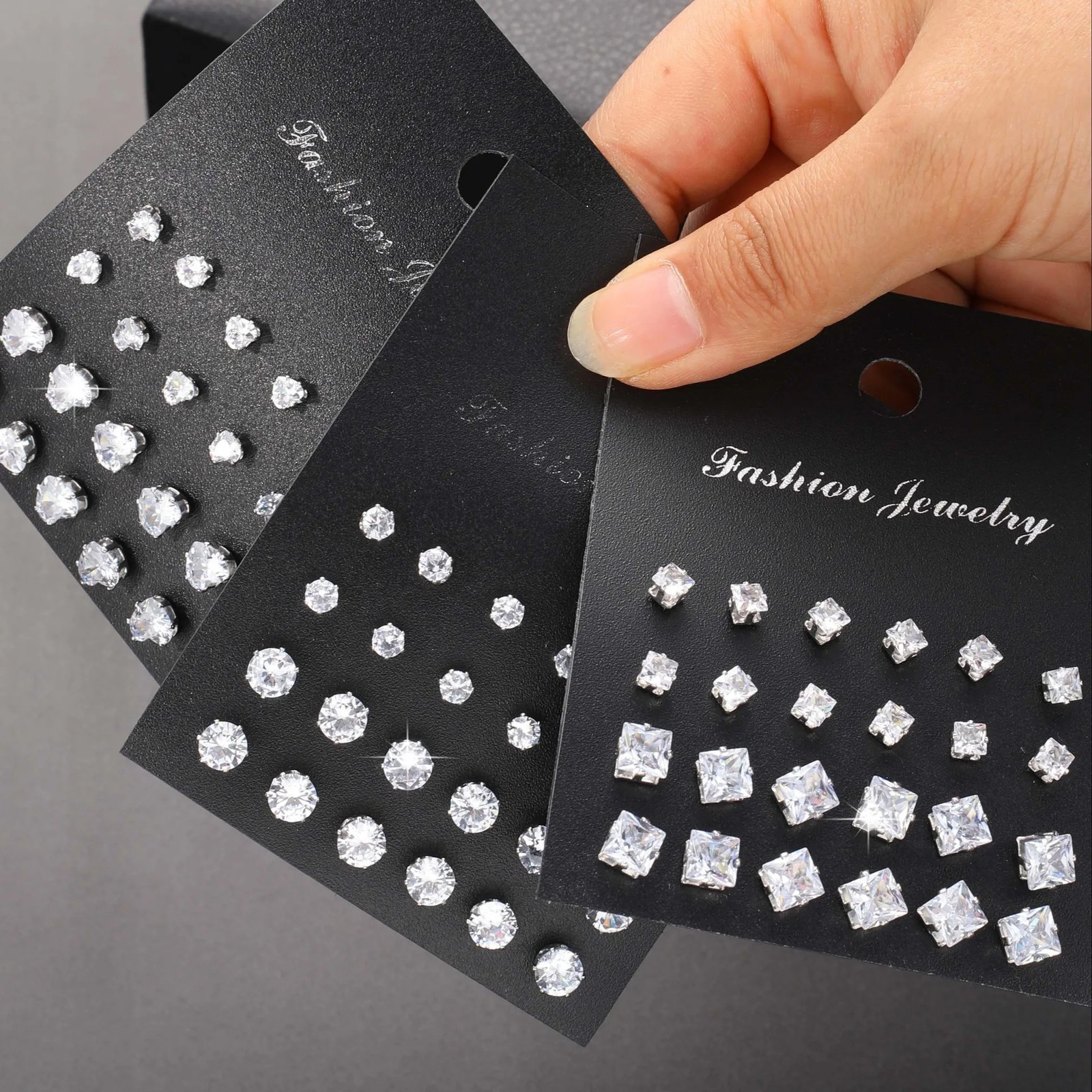 Heart Stud Earrings Crystal Six Claw Vintage Push Back Assorted Jewelry 72PCS