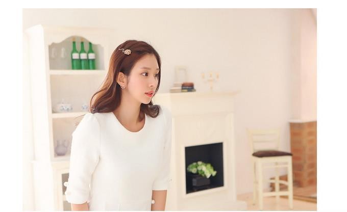Korean Elegant Rose Gold Plated Contemporary Jacket Front Back Stud Leaf Earring