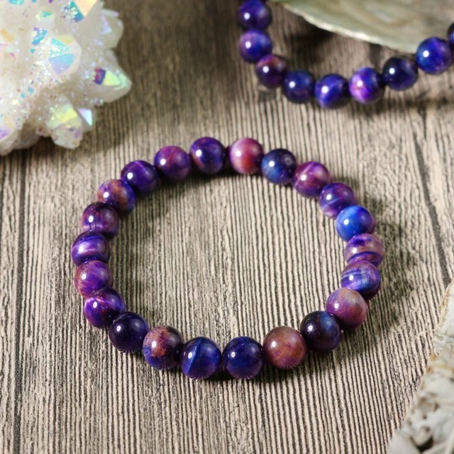 Sugilite Elastic Stretch Bracelet – Handmade Natural 8mm Round Gemstone Beads