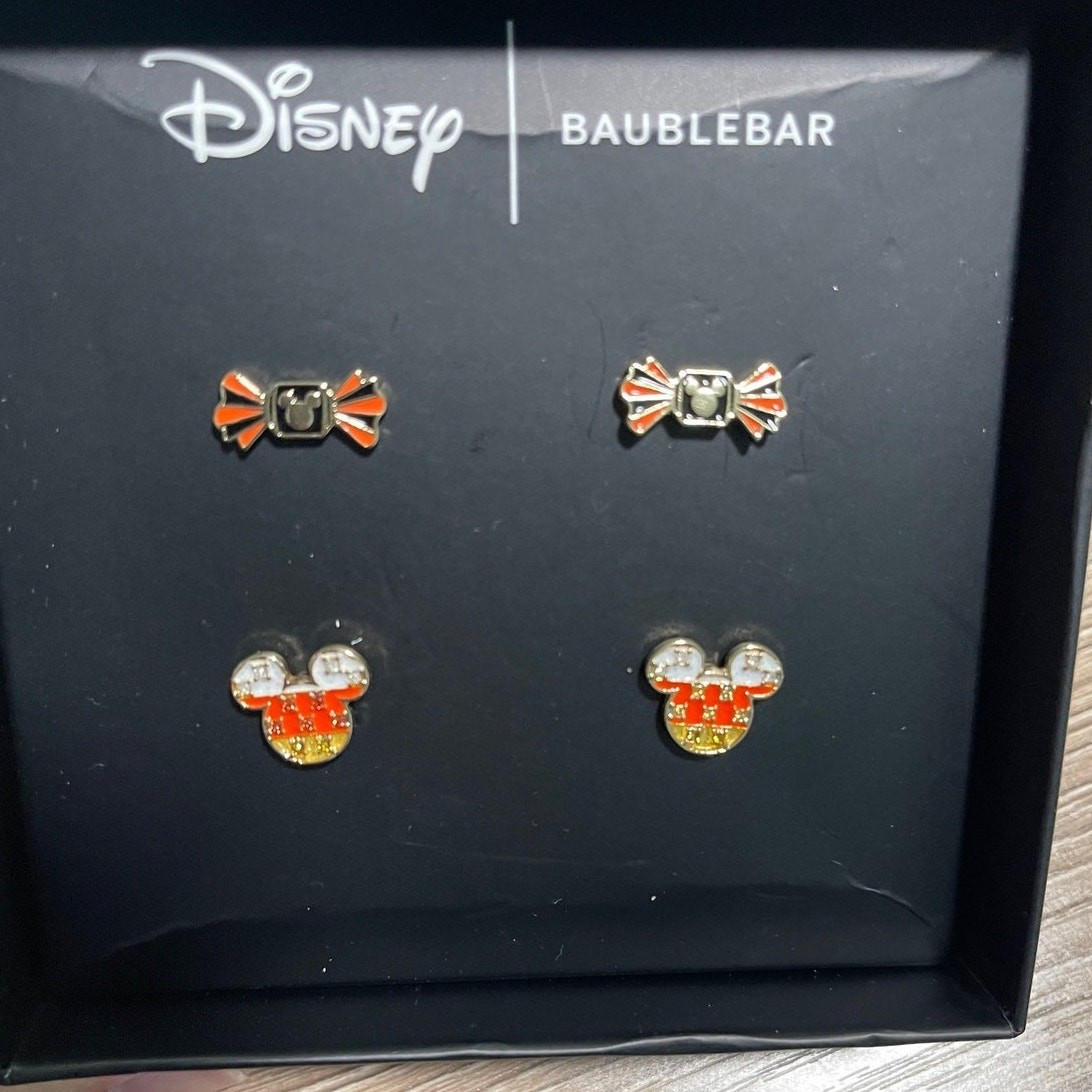 Disney Baublebar Mickey Mouse Halloween Candy Corn earrings 2 pairs NEW