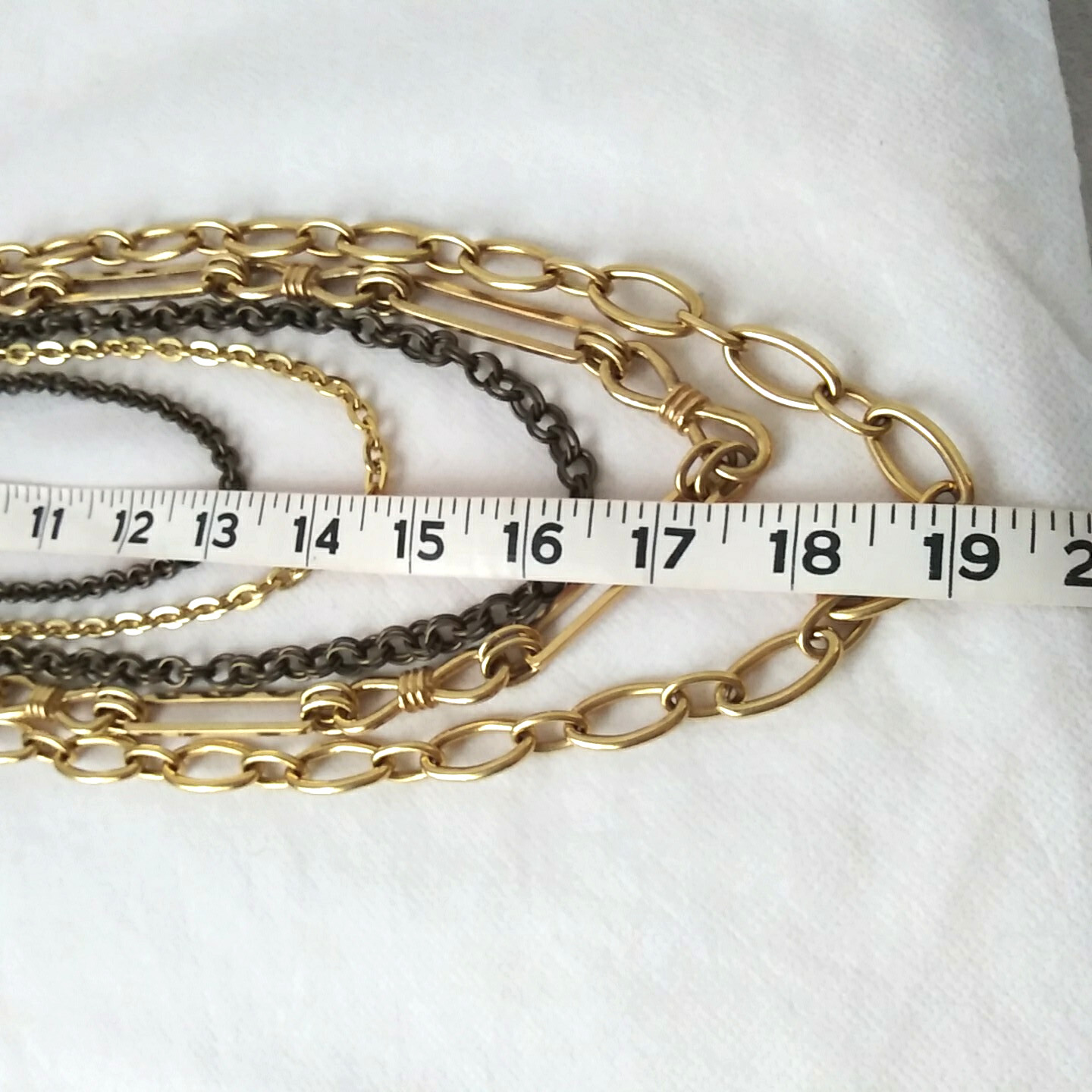 Heavy Gold Tone Multiple 5 Strand Layered Chain Statement Necklace Signed WORTH
