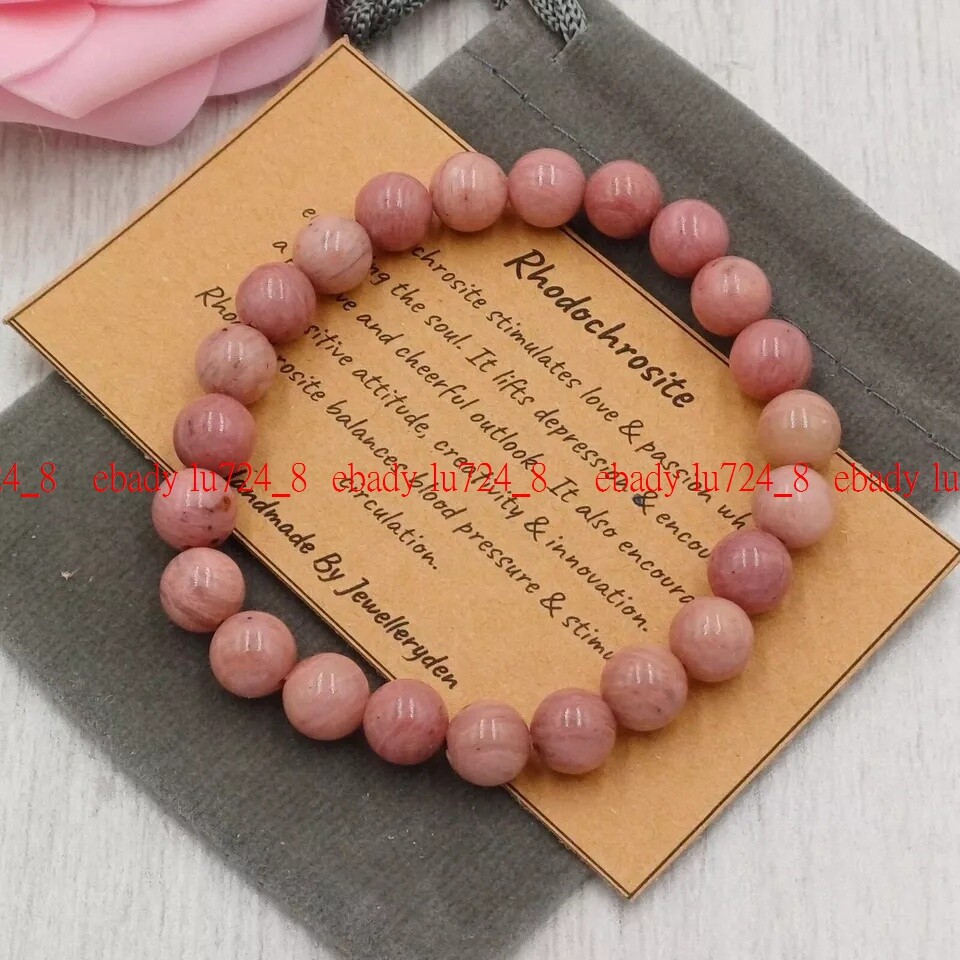 Rhodochrosite Bracelet Stretch Handmade Crystal Gemstone 4/6/8mm 7-9″