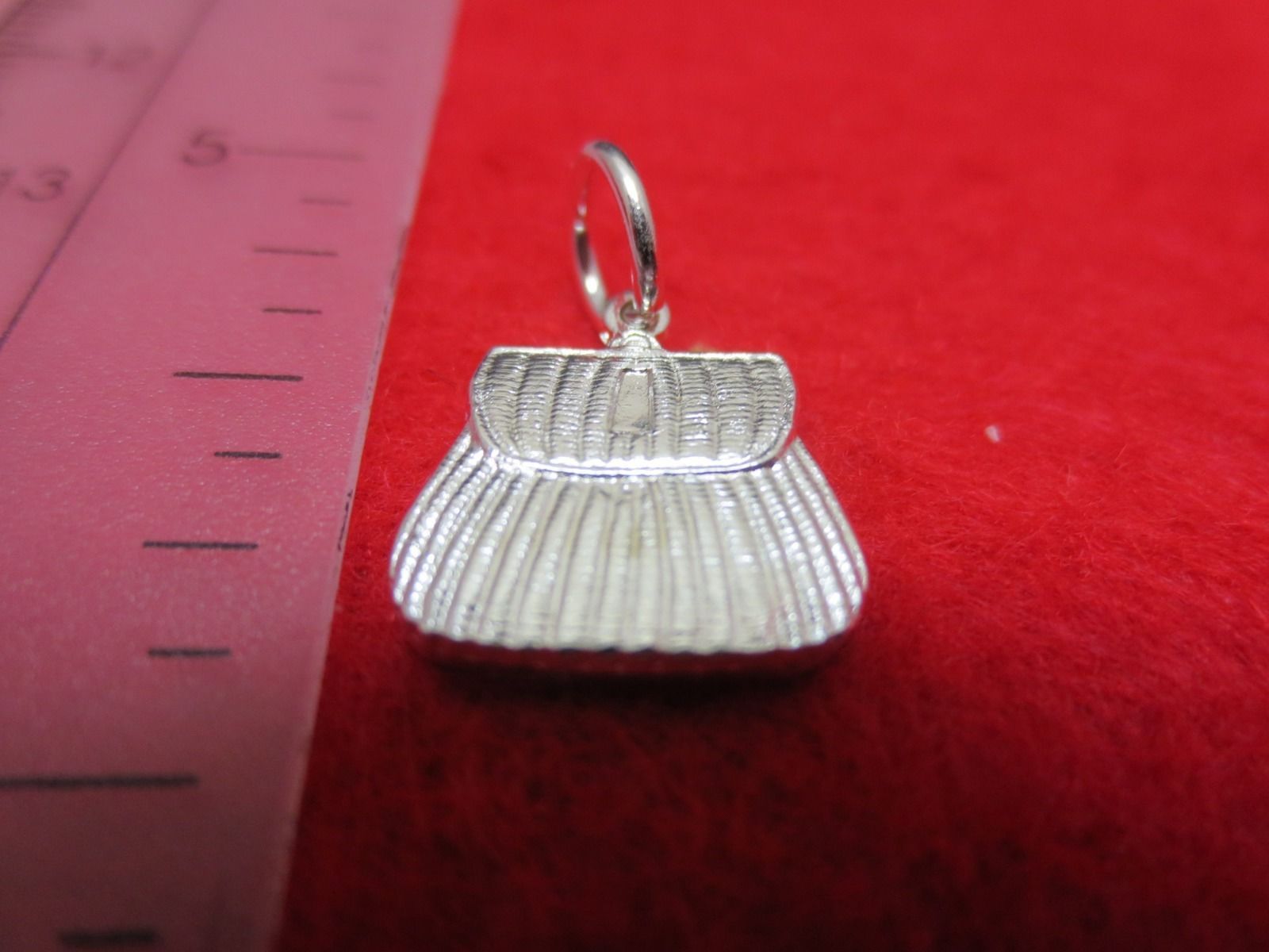 STERLING SILVER PLATED FISH CREEL BAG ABOUT 3/4 INCH CHARM PENDANT- SA51
