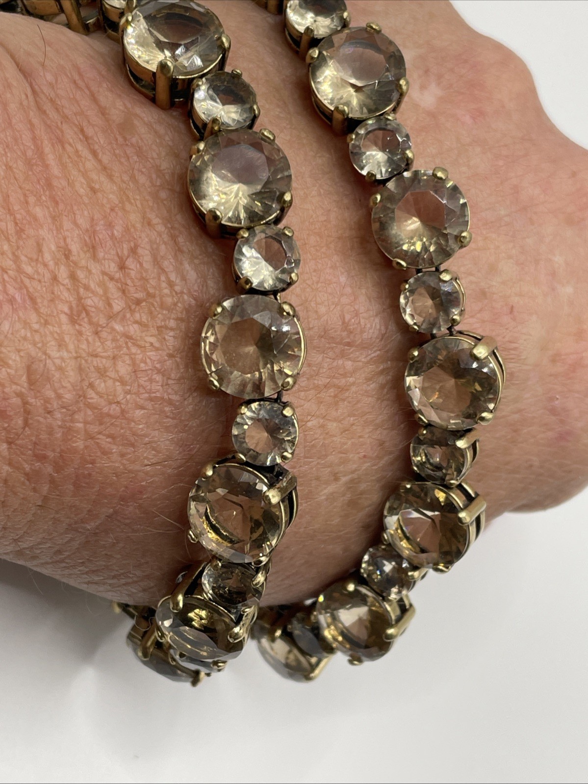 J Crew Faceted Smoky Glass Crystal Open Back Crystal Dot Collar Necklace 16-18”