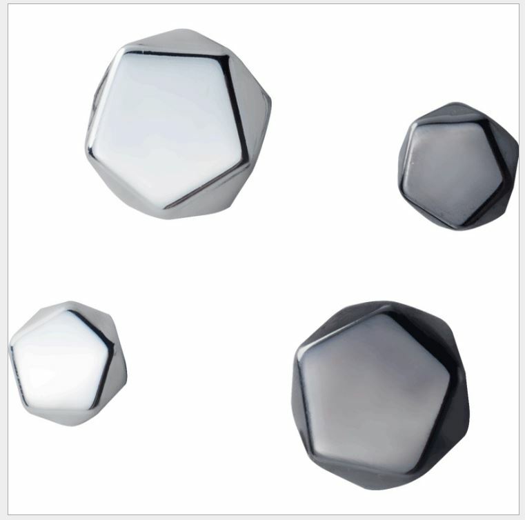 925 Sterling Silver Geometric Pentagon Black Post Stud Earrings Gift Box PE18