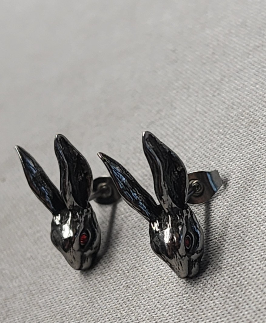 Gothic Orb Jewelry Rabbit Stud Earrings 19mm