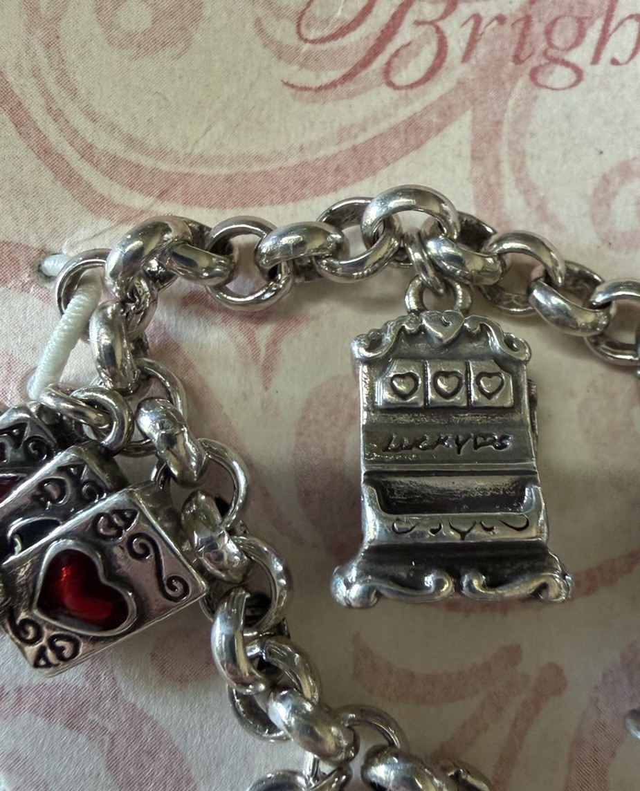 Brighton Viva Las Vegas Nevada State Charm Bracelet New Never Worn Gift Tin Set
