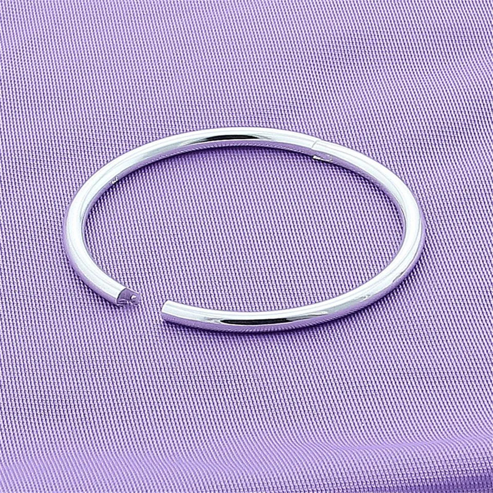 925 Sterling Silver Solid Smooth Opening Bangles Bracelet For Woman