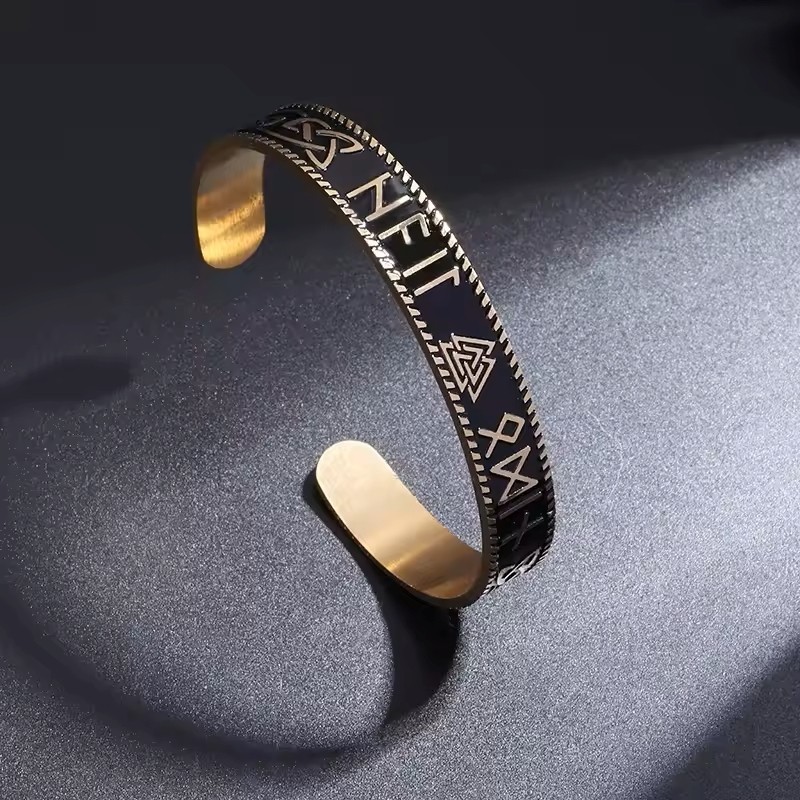1 Nordic Retro Stainless Steel Men’s Bracelet Viking C-shaped Bracelet cuff