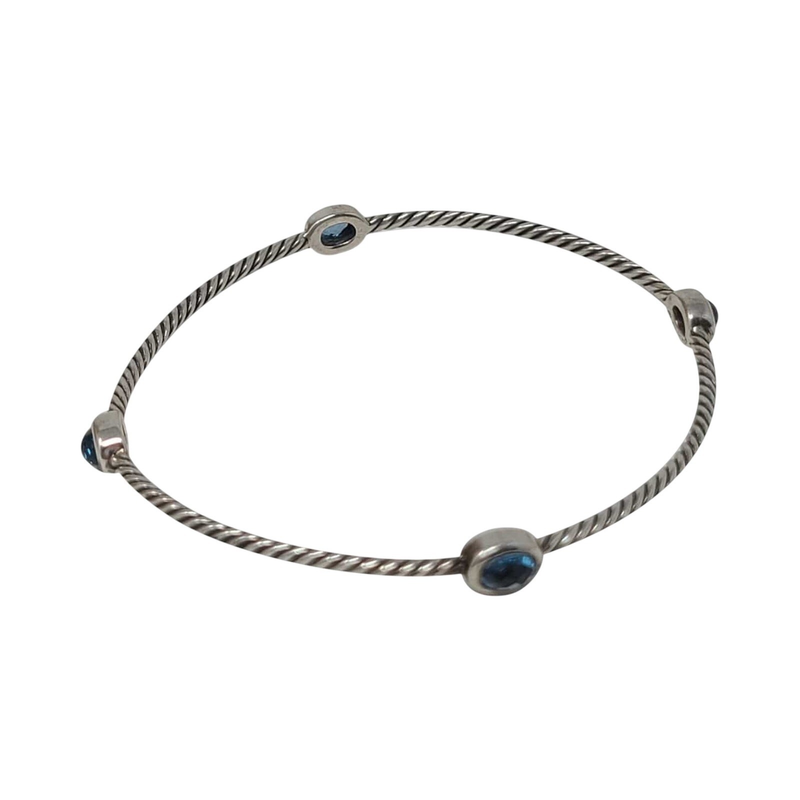 David Yurman Sterling Silver Topaz station cable classic bracelet