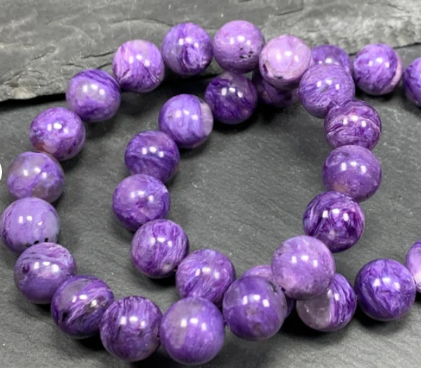 Natural Charoite Purple Stone Beads Healing Stretch Bracelet Handmade Gemstone