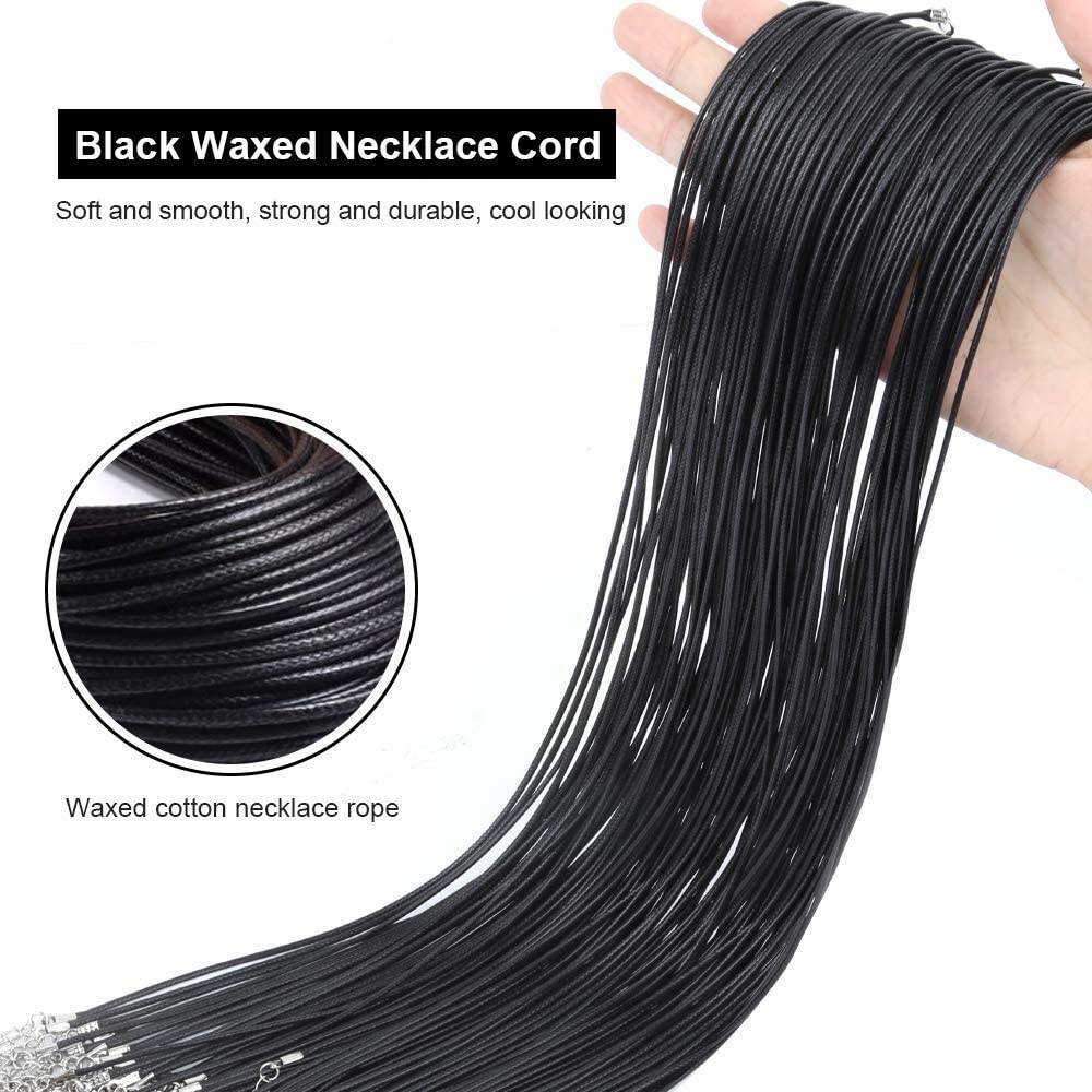 20″ Black Braided Leather Necklace Cord Rope with Lobster Claw Clasp for Pendant