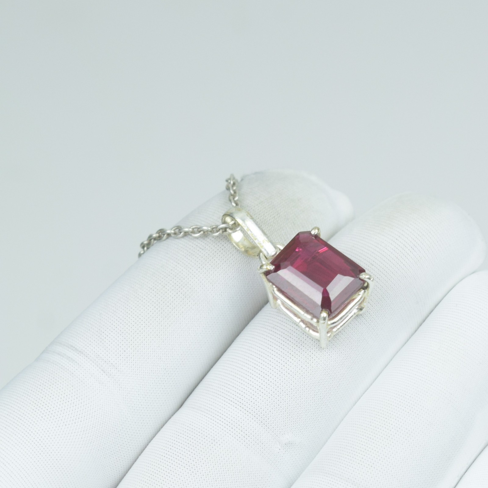 Luxury Mozambique Red Ruby Necklace Jewelry, 925 Sterling Silver Pendant Gift,