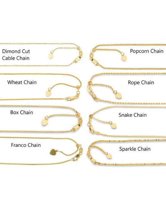 14K Solid Yellow Gold Adjustable Chain Necklace Box Rope Wheat Franco 22-30″
