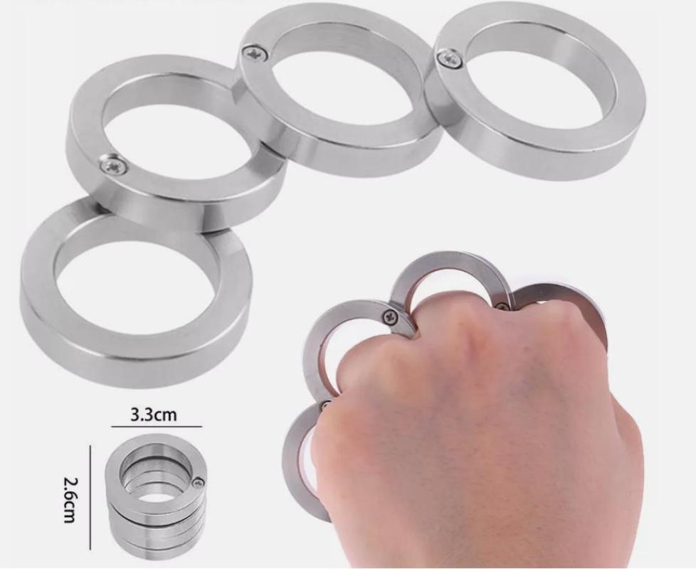 4x Outdoor Rotatable Folding Ring Clasp Ring For Hiking Men Stainless Steel