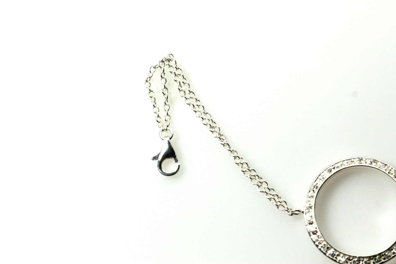 Sterling silver circle on double chain bracelet 6-3/4″ to 7-1/2″ 5 gm (BR3738)