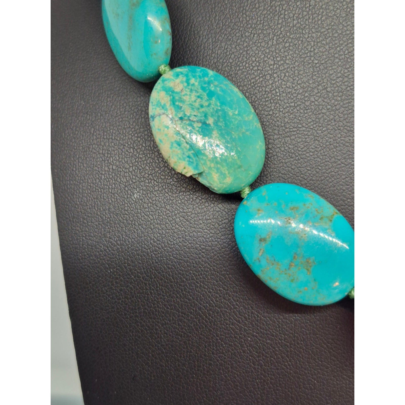 Whitney Kelly Necklace Chunky Turquoise Sterling Silver Oval Star Cutouts Clasp