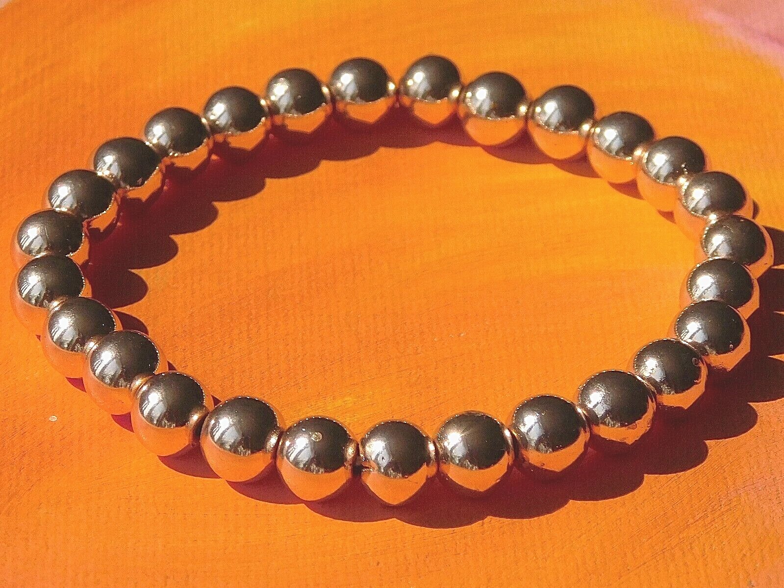 Mens / Ladies Handmade 8mm Premium Beaded Bracelet – Rose Gold Hematite.