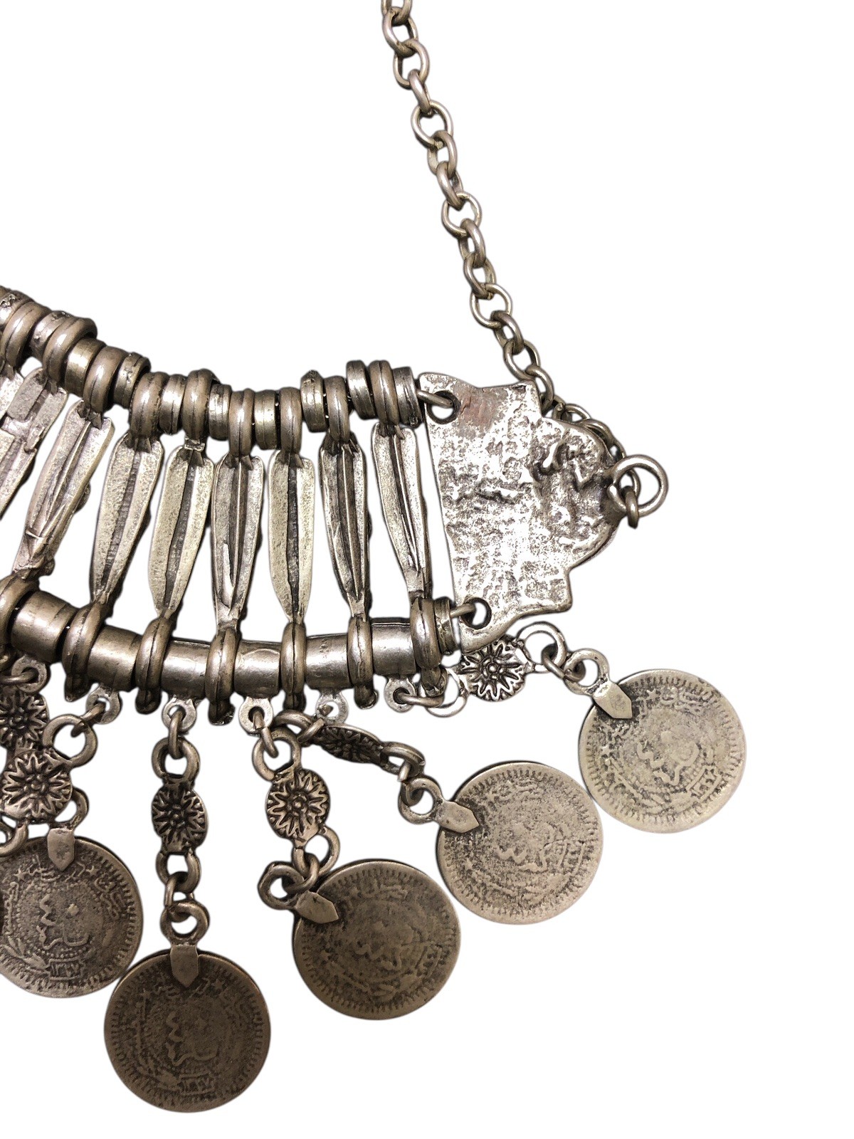 Vintage Handcrafted Solid Brass Tribal Coin Statement Necklace CollectibleEthnic
