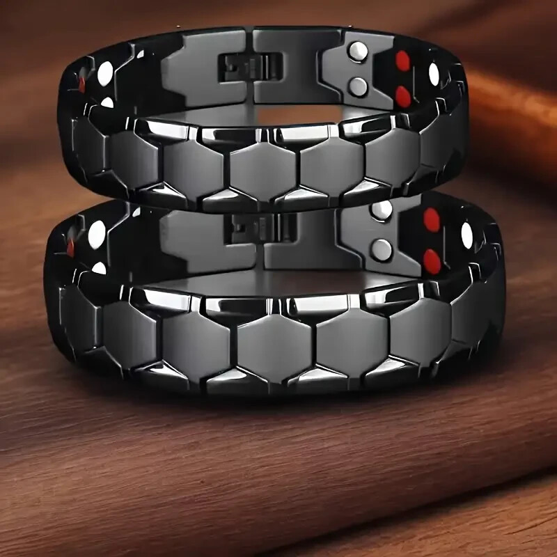 Men magnetic titanium steel cufflink bracelet,4-in-1 energy hand band Arthritis