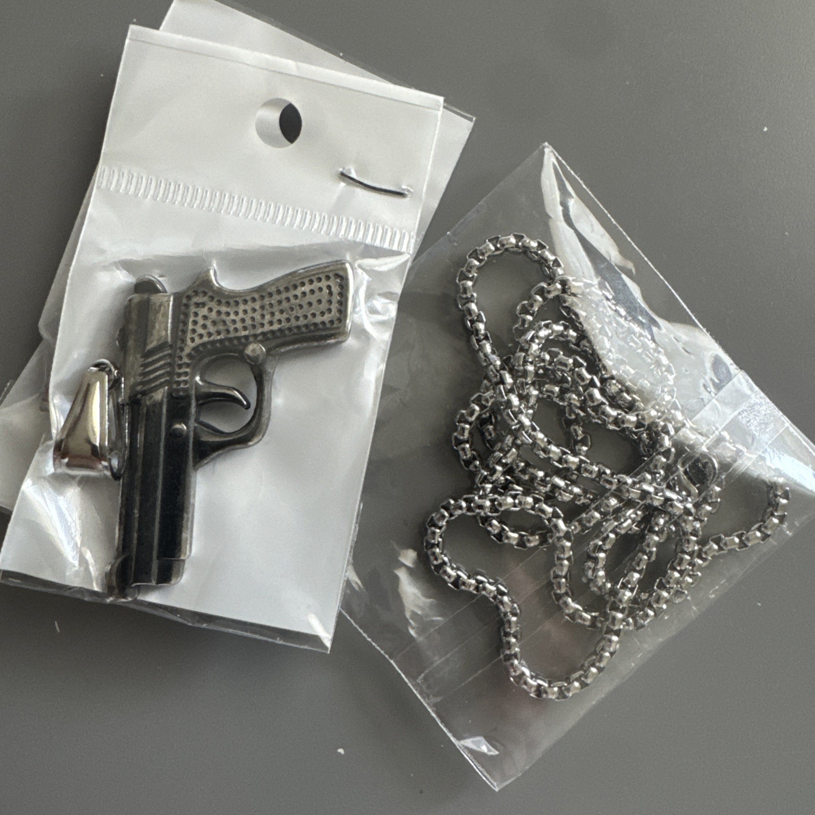 Stainless Steel Pendant Gun Glock Hip Hop Street Wear 24” Box Chain Gift Men’s