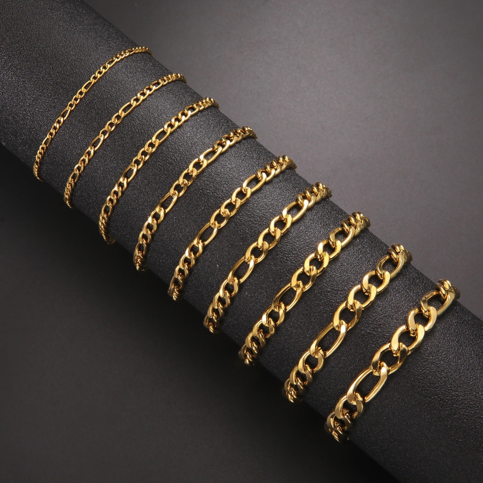 Stainless Steel Figaro Chain Lobster Bracelet 7″-10″ Men Women 3-12mm N71
