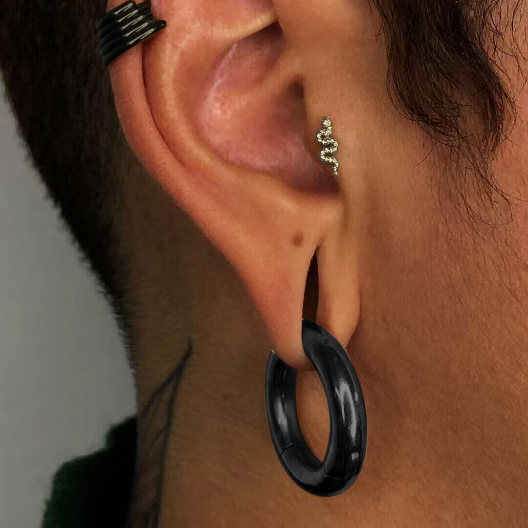2G-12G Titanium Hinged Large Septum Ring Clicker Ear Gauge Hoop Earring Jewelry