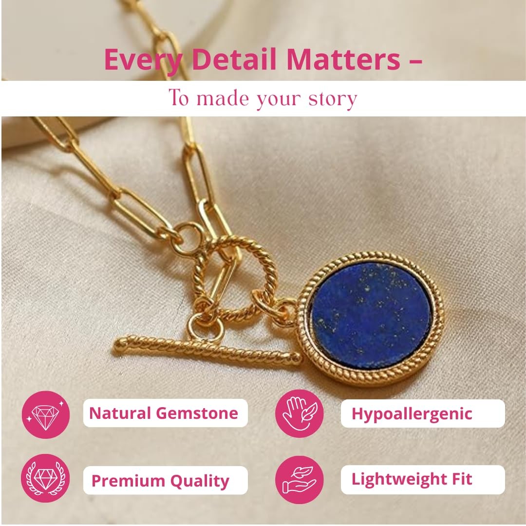 Gempires Handcrafted Lapis Lazuli Pendant Necklace for Women Natural Gemstone…