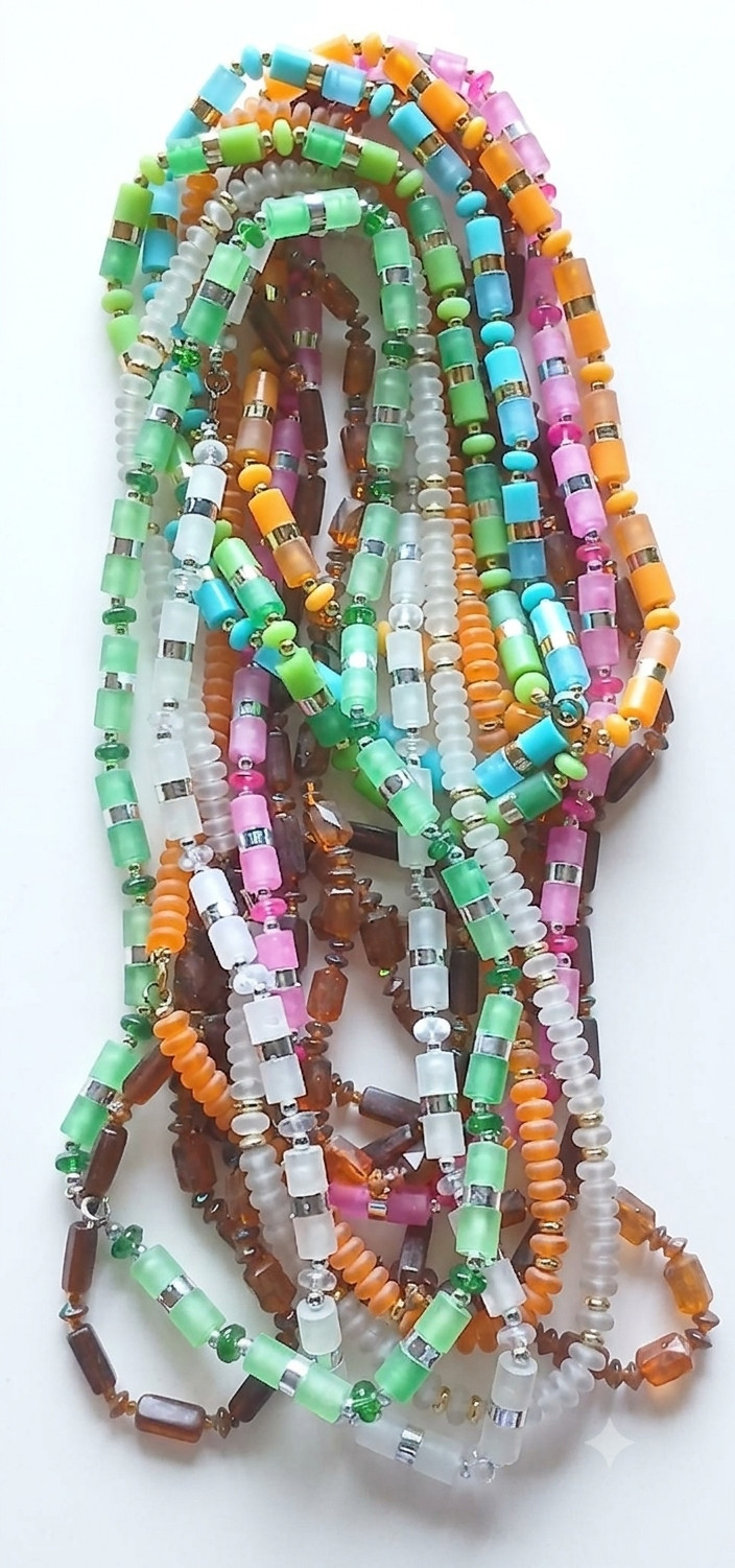 Lot of 10 Vintage Italian Plastic Bead Necklaces – Colorful Summer Jewelry Set