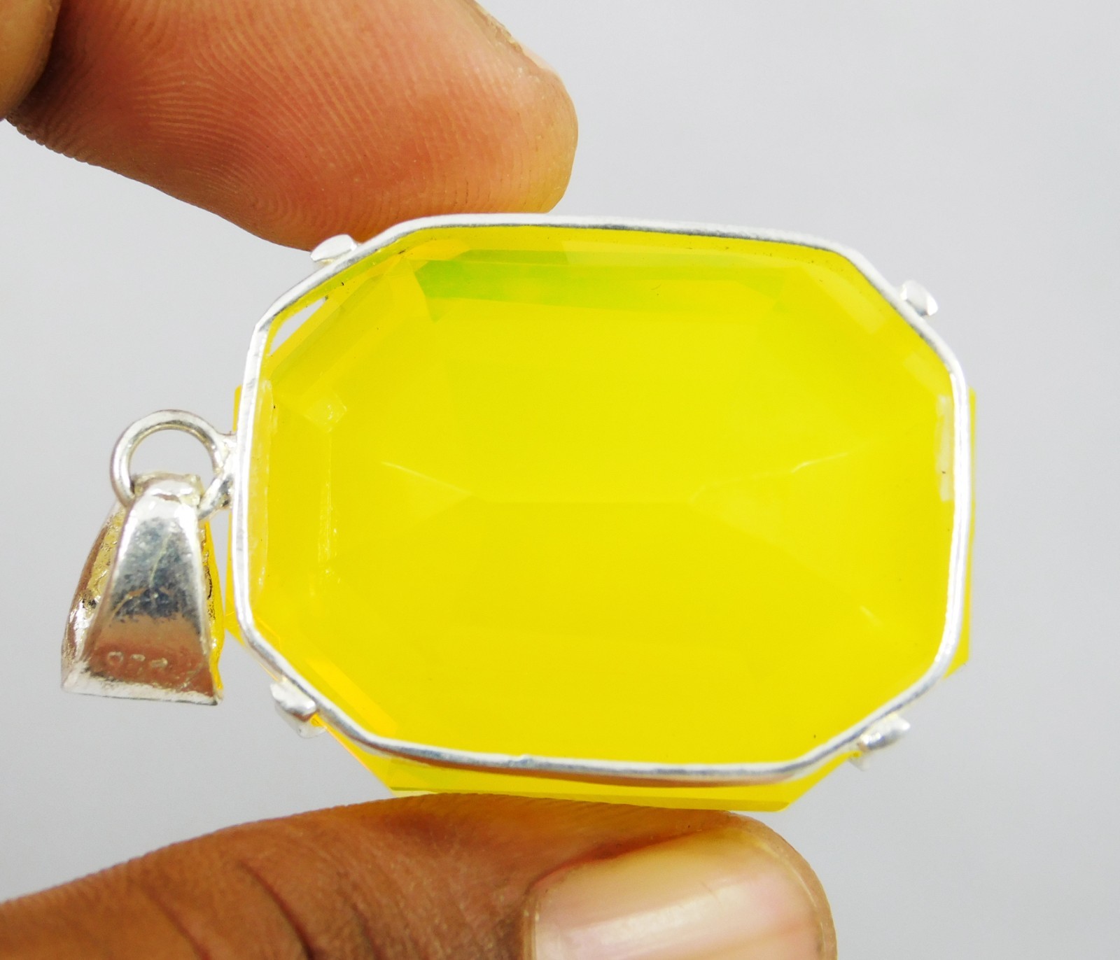 156.20 Ct Natural Yellow Fire Opal Solid Silver PENDANT Loose Gemstone