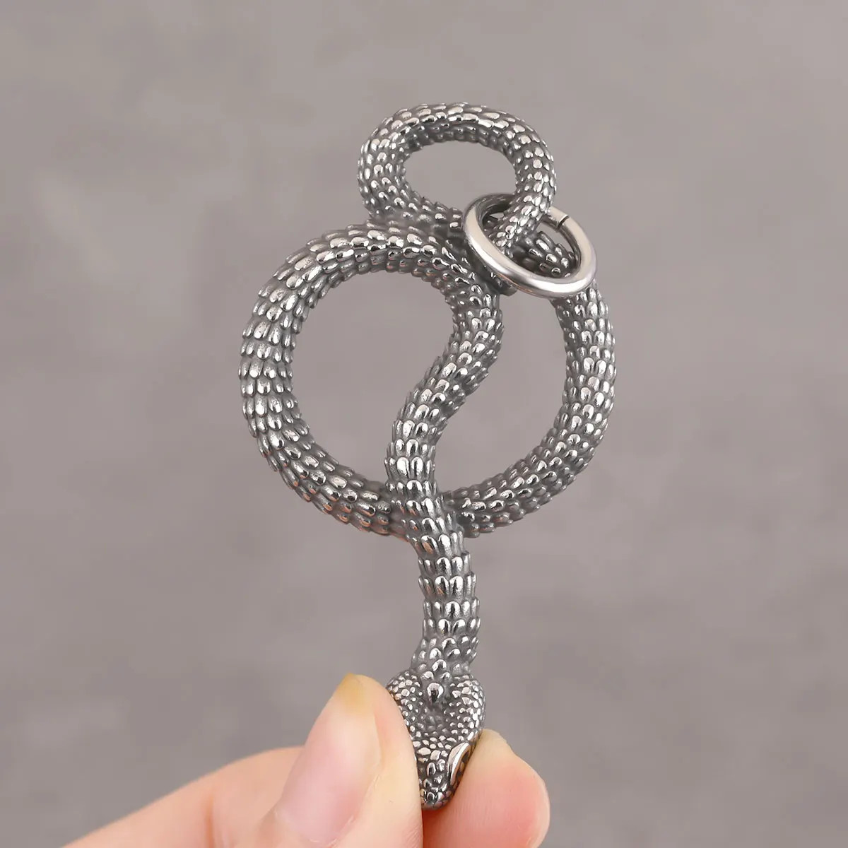 Stainless Steel Animal Snake Pendant Men Women Gothic Punk Hip Hop Handmade