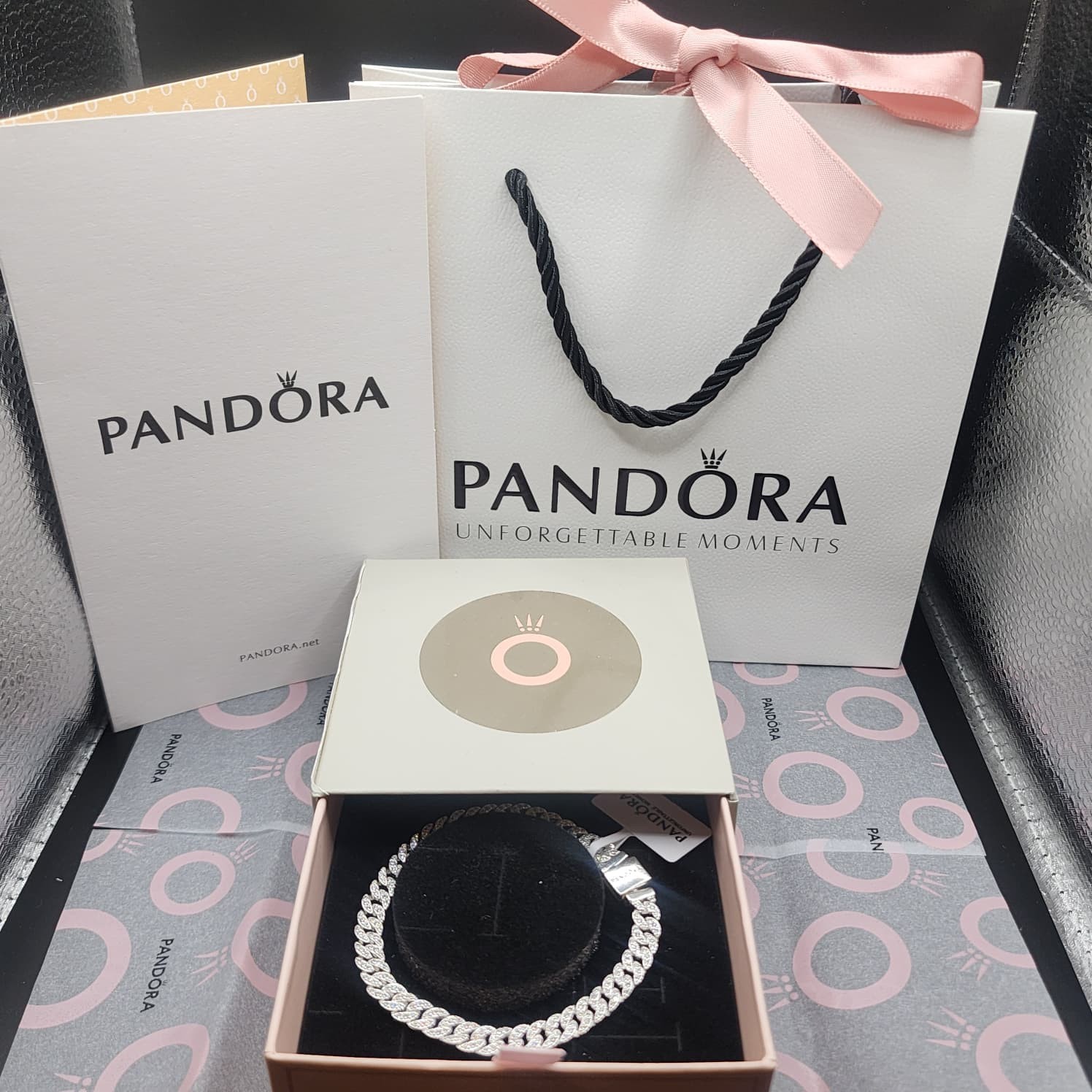 AUTHENTIC PANDORA S925 ALE TIMELESS PAVÉ CUBAN BRACELET 593008C01 Free Shipping!
