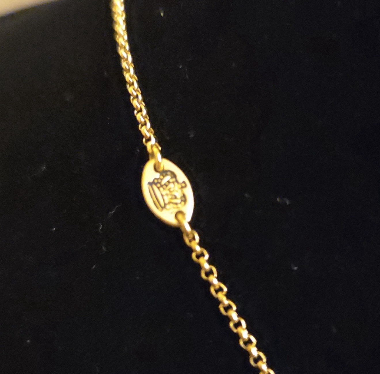 Juicy Couture Music Note Charm Pendant Necklace Gold Tone Pavé Crystal Signed