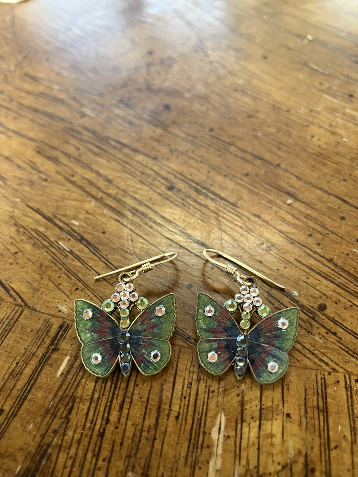 Copper Butterfly enameled Earrings