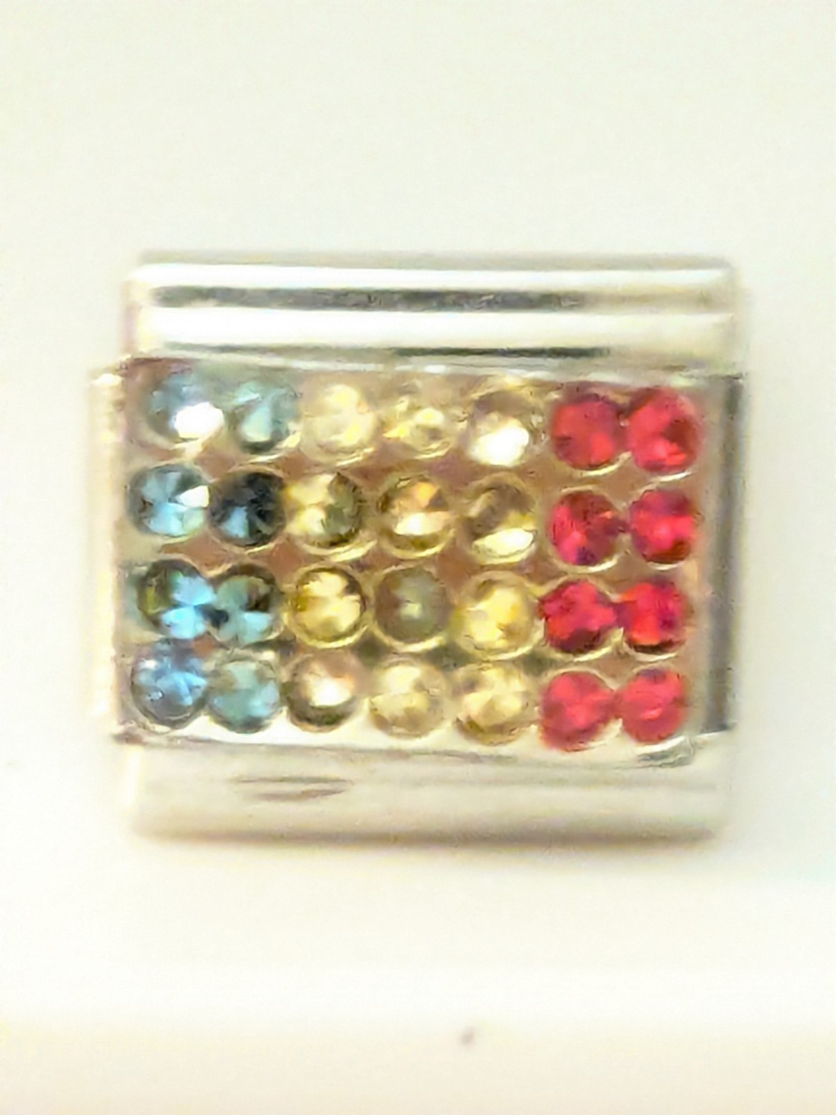 Casa D’Oro CZ France French Flag Crystal Stones 9mm Link Italian Charm C76*