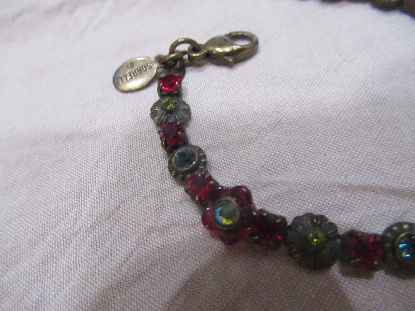 Sorrelli Red Rose Gold Austrian Crystal Rhinestone Bronze Tone Bracelet