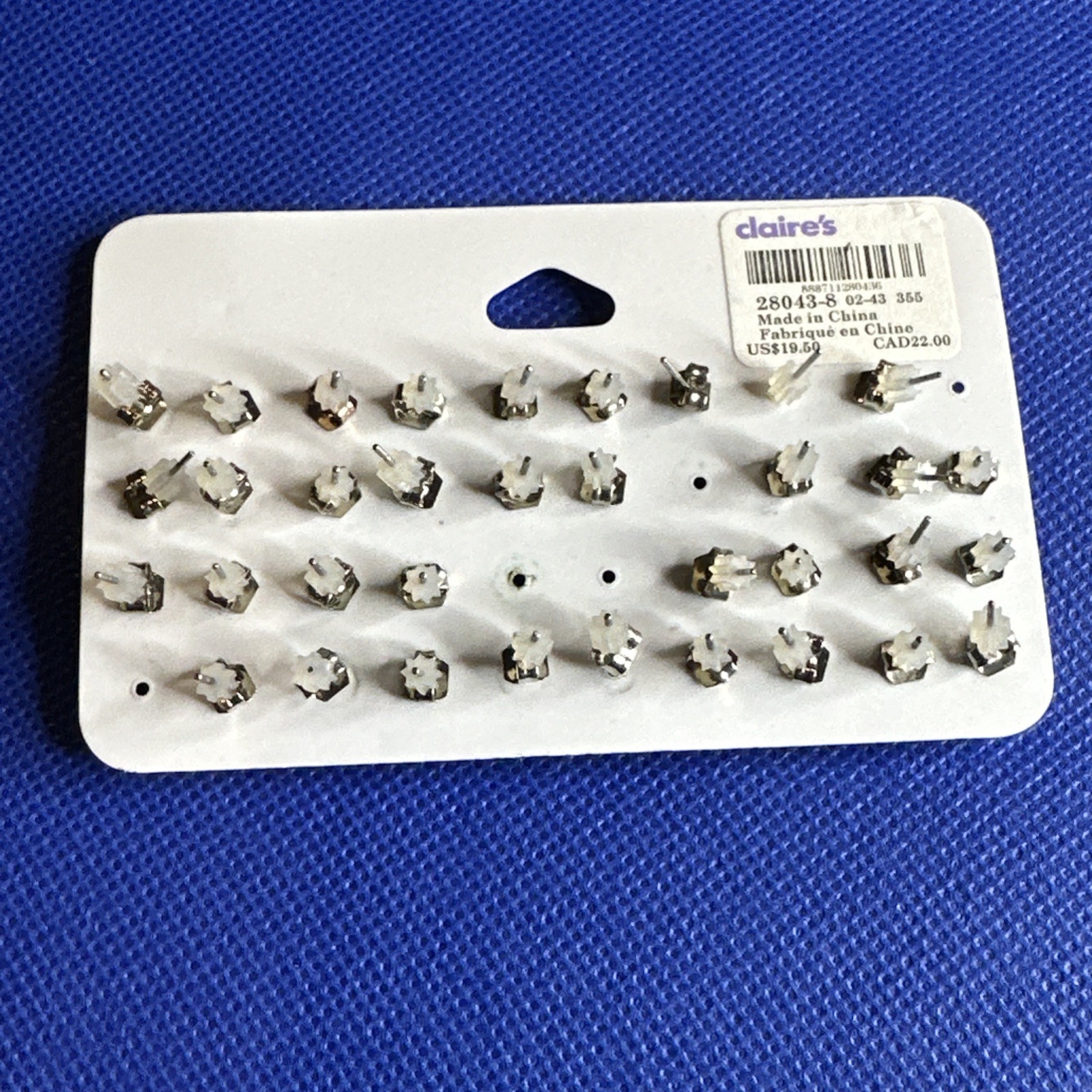 Claire’s Sensitive Solutions Earrings 32 Pairs + 6 Singles + Cubic Zirconia Stud