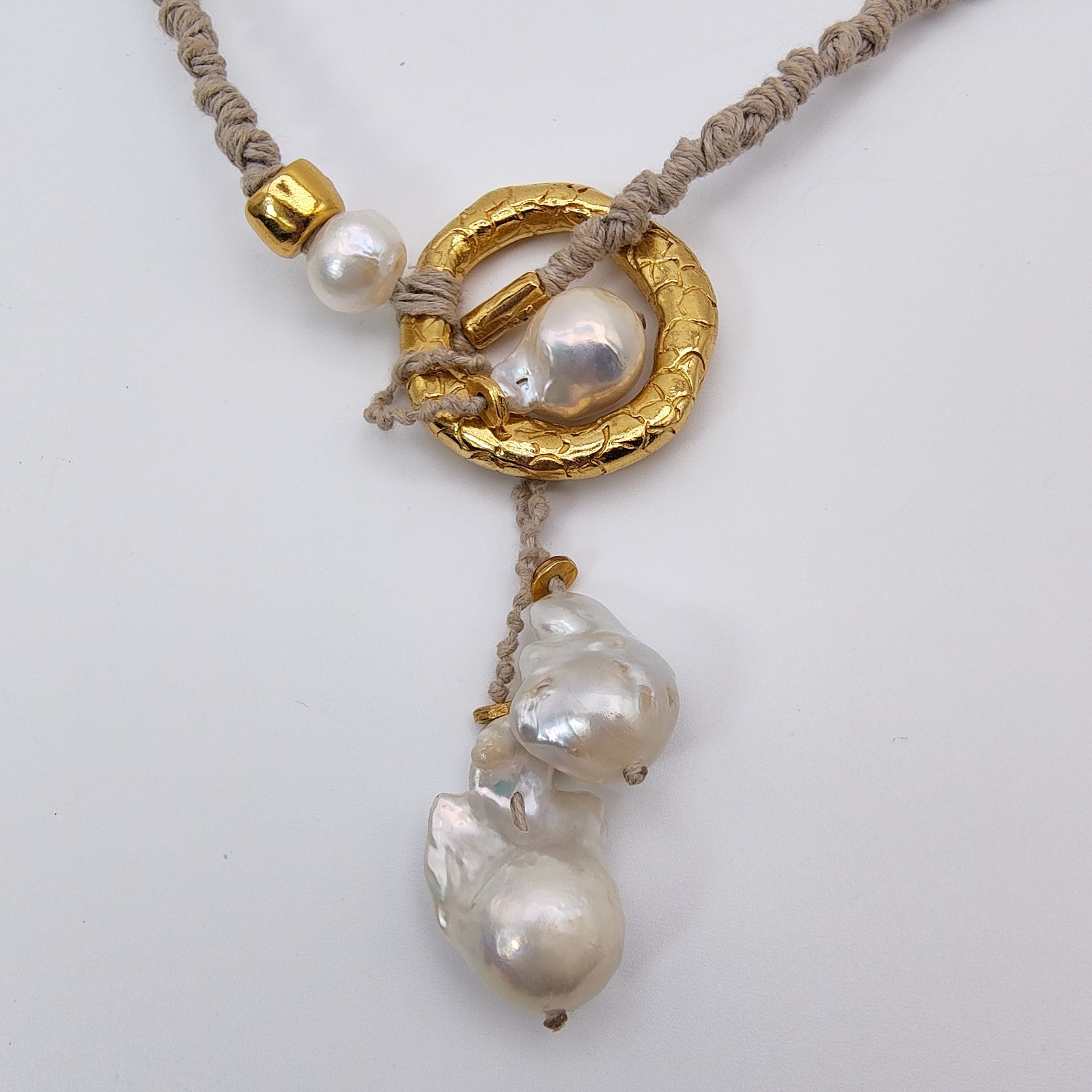 Velatti Convertible Toggle Necklace Cultured Baroque Pearl 18K Gold Plated Spain