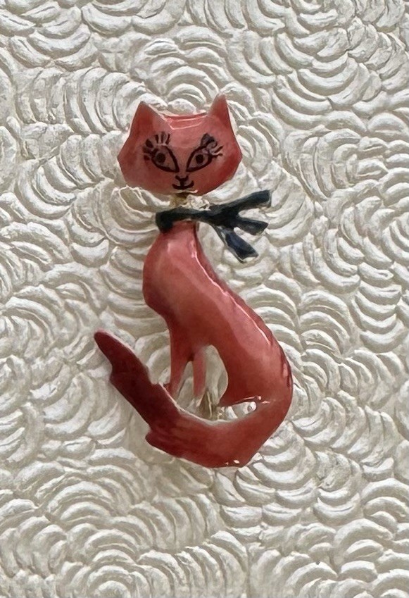 Cat Brooch /Pendant Enamel On Metal
