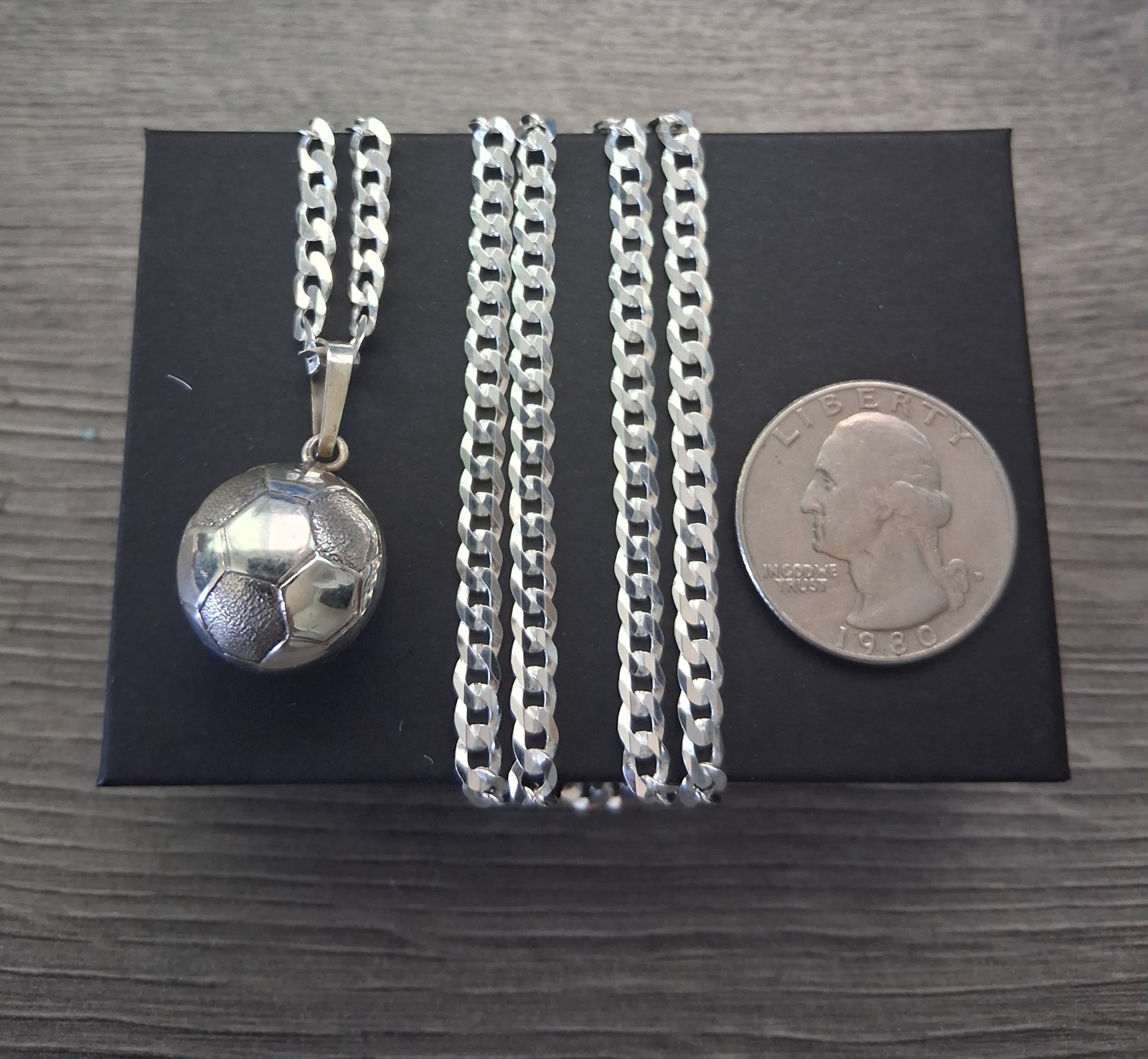 cadena y balon plata 925 24″ 3.9mm chain and ball silver 925.