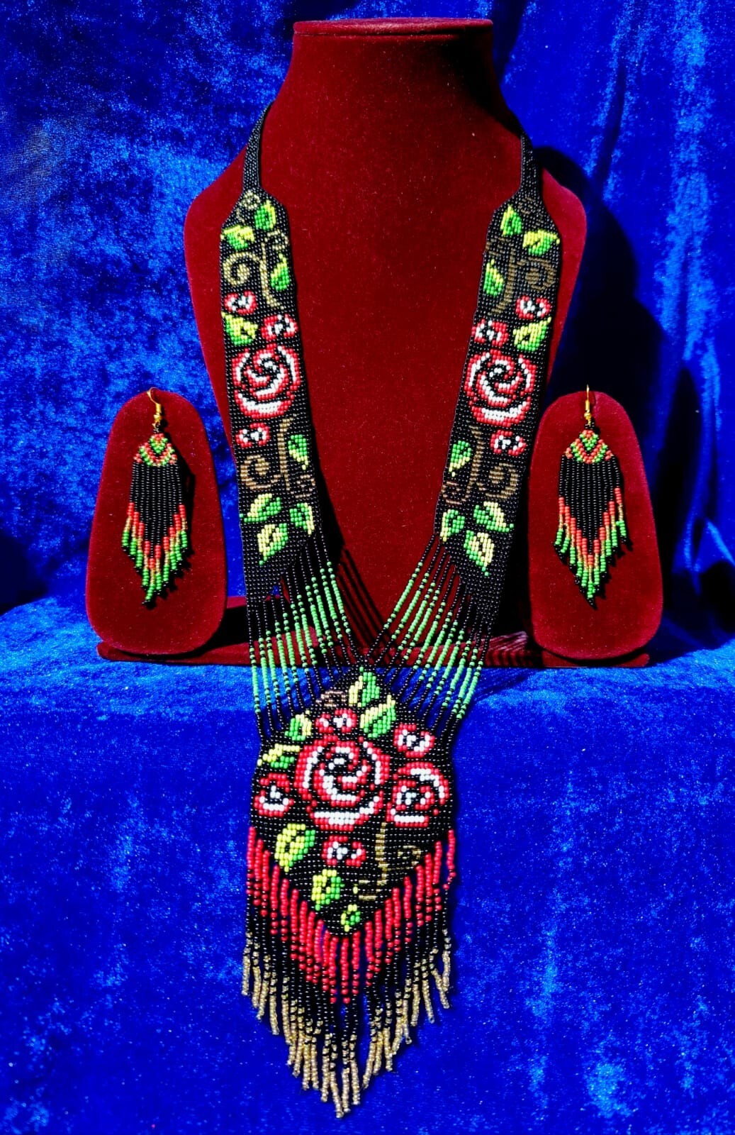 Handmade Necklace Seed Bead Boho American Style Nativ Beaded Multi Strand