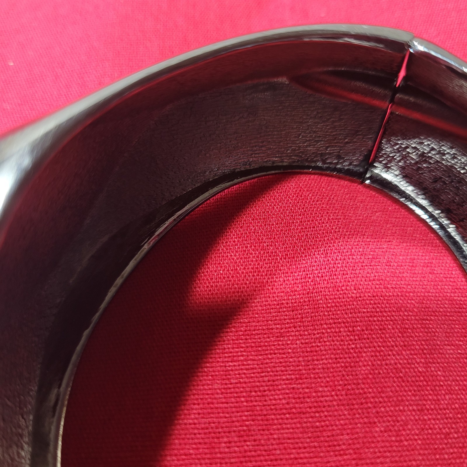 Vtg Chunky Sculptural Gunmetal Mirror Cuff Clamper Bold Statement Bracelet