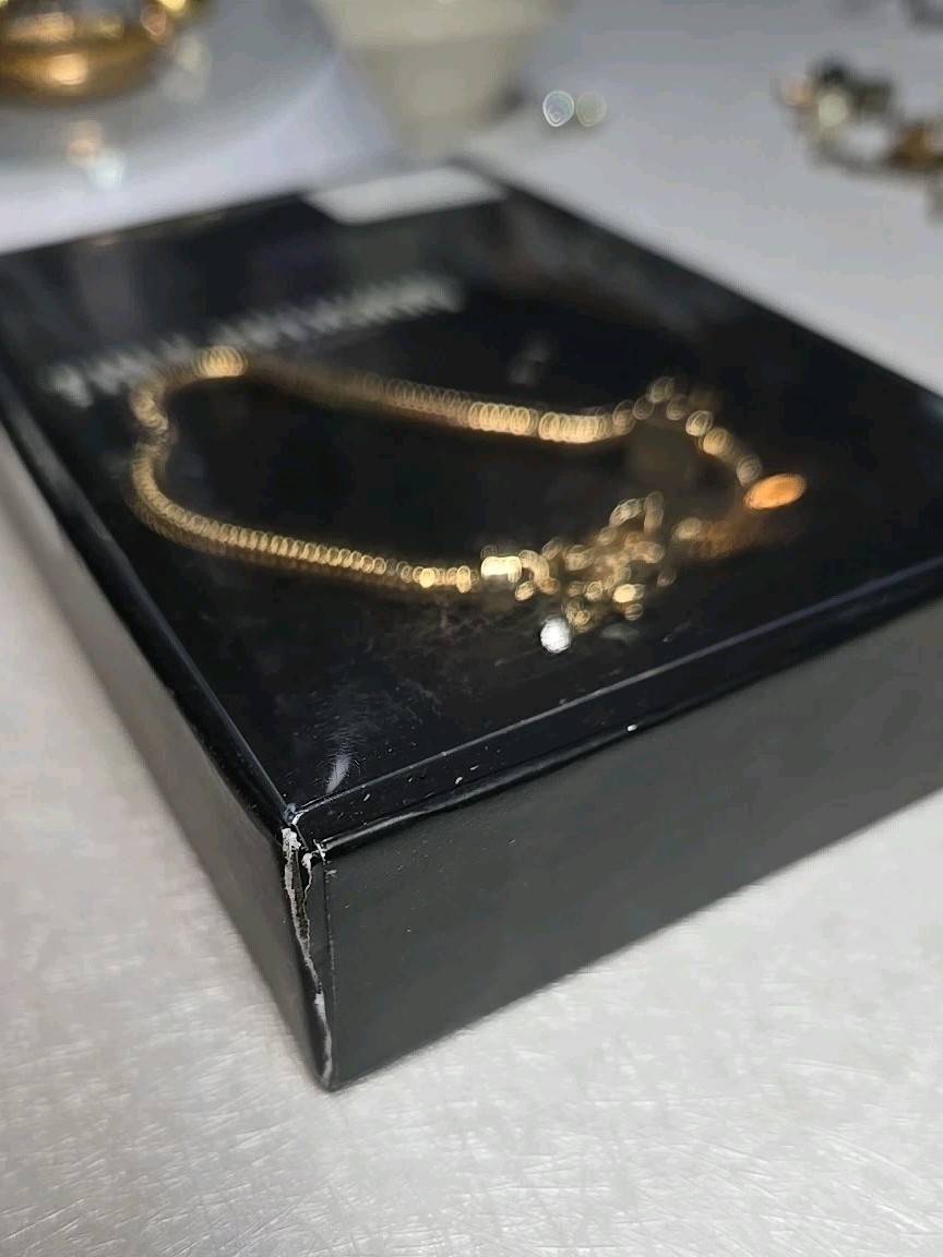 True Religion Gold Bracelet & Earrings Set NWT Horseshoe Logo Chain Jewelry