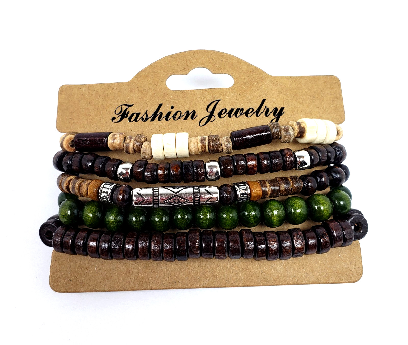 Unbranded Fashion Jewelry Adult Unisex Brown Layer Trendy Beaded Bracelet 5 Pk
