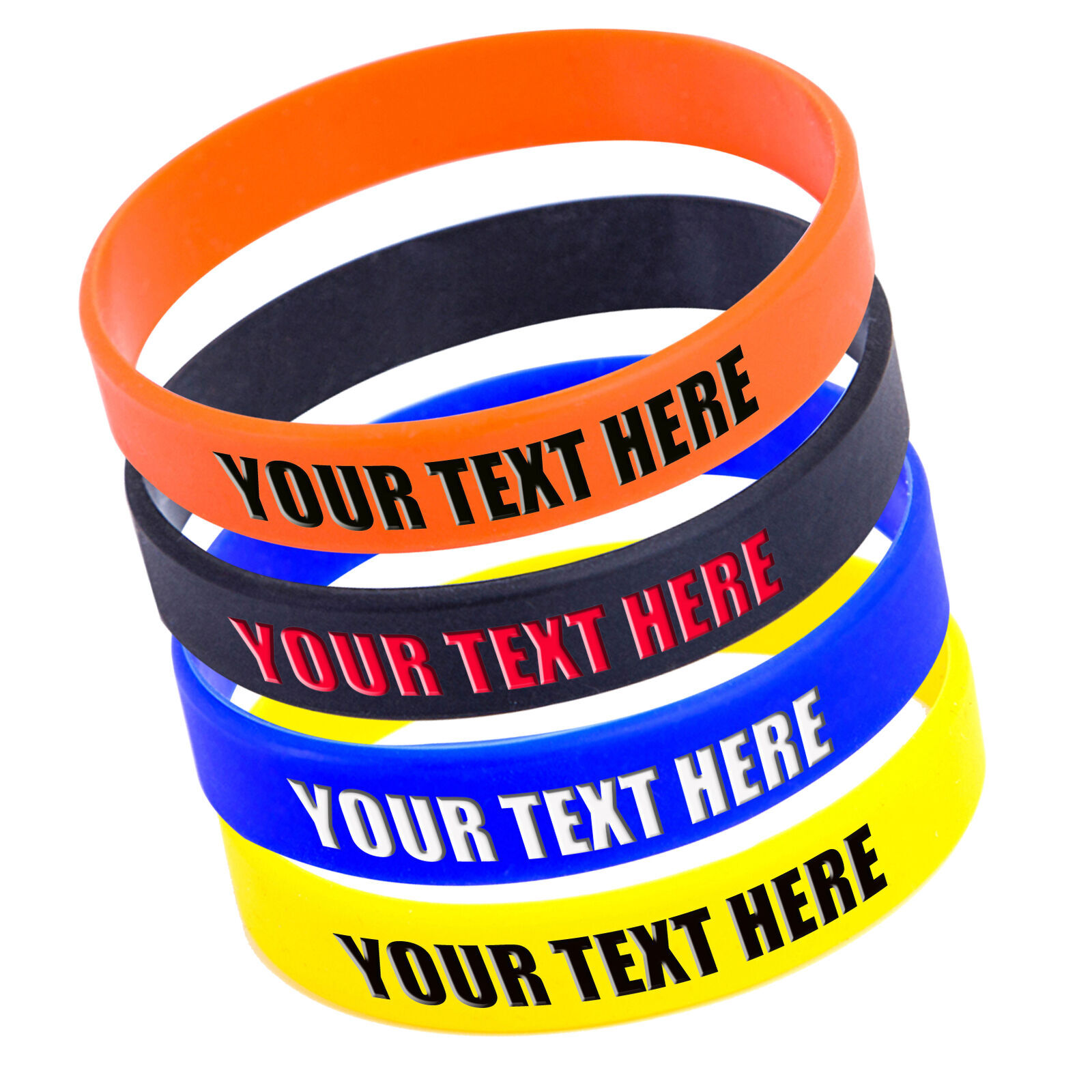 Custom Silicone Wristbands Personalize Engraved Logo/Text Rubber Bracelets