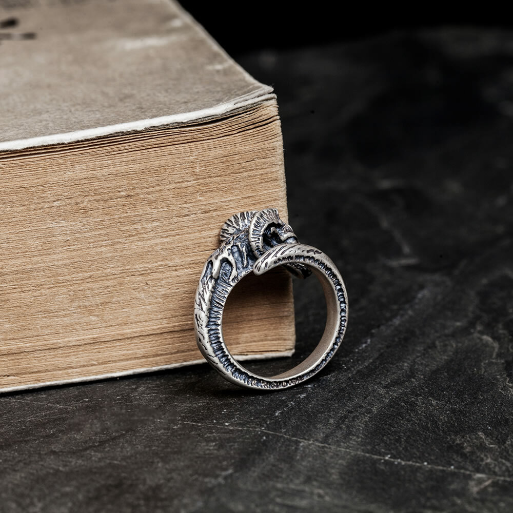 Solid 925 Sterling Silver Ring Retro sheep ram Adjustable Nice Gift Punk gothic