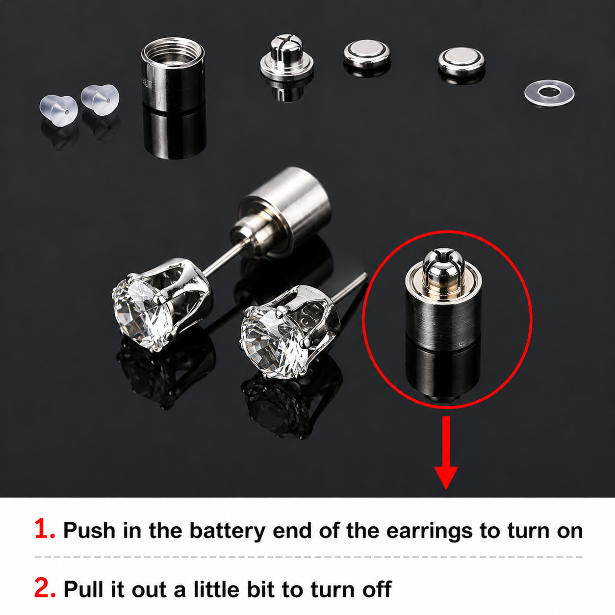 Blue LED Light Up Earrings Glowing Crystal Stud Earrings for Women Girls
