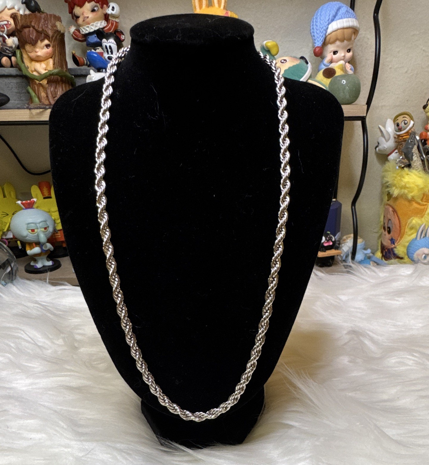 14k White Gold Filled Rope Chain 19.5inch Necklace, 4.6mm, Lobster Clasp Closure