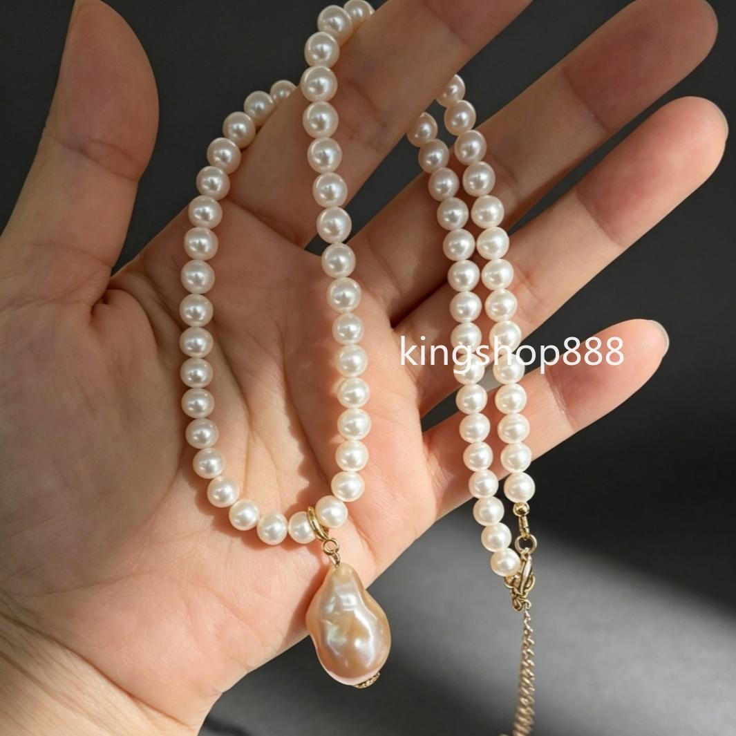5.5mm Natural Freshwater Keshi Pearl Choker Removable Baroque Pendant Necklace